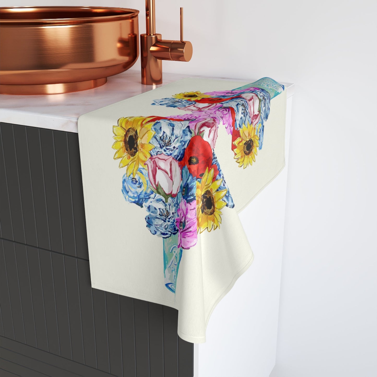 Spring Floral Hand Towel - Blue Cava