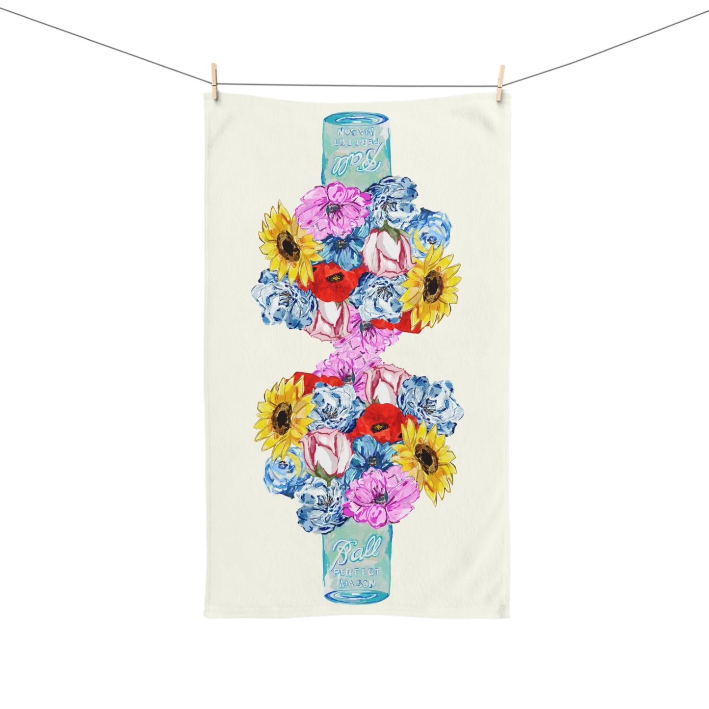 Spring Floral Hand Towel - Blue Cava
