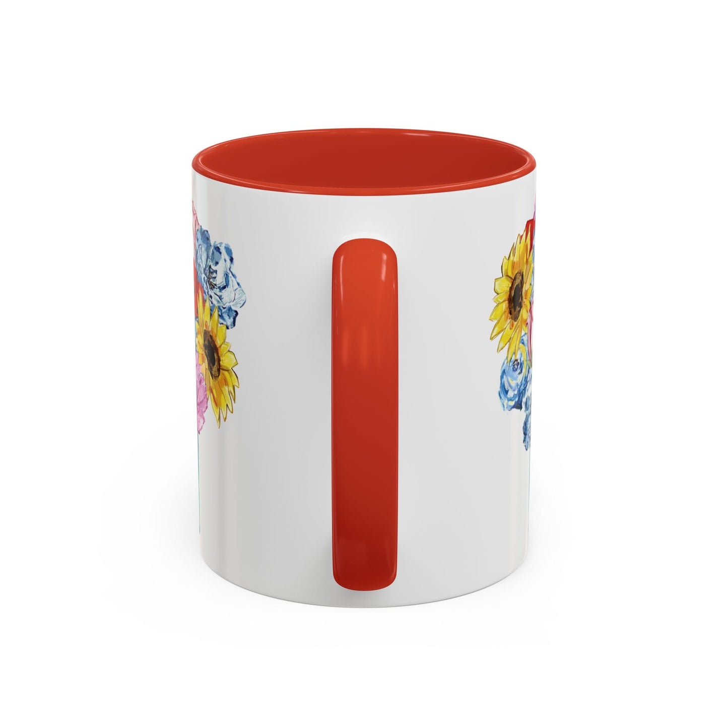 Spring Floral Mason Jar Two Tone Ceramic Mug - 11 oz & 15 oz - Blue Cava