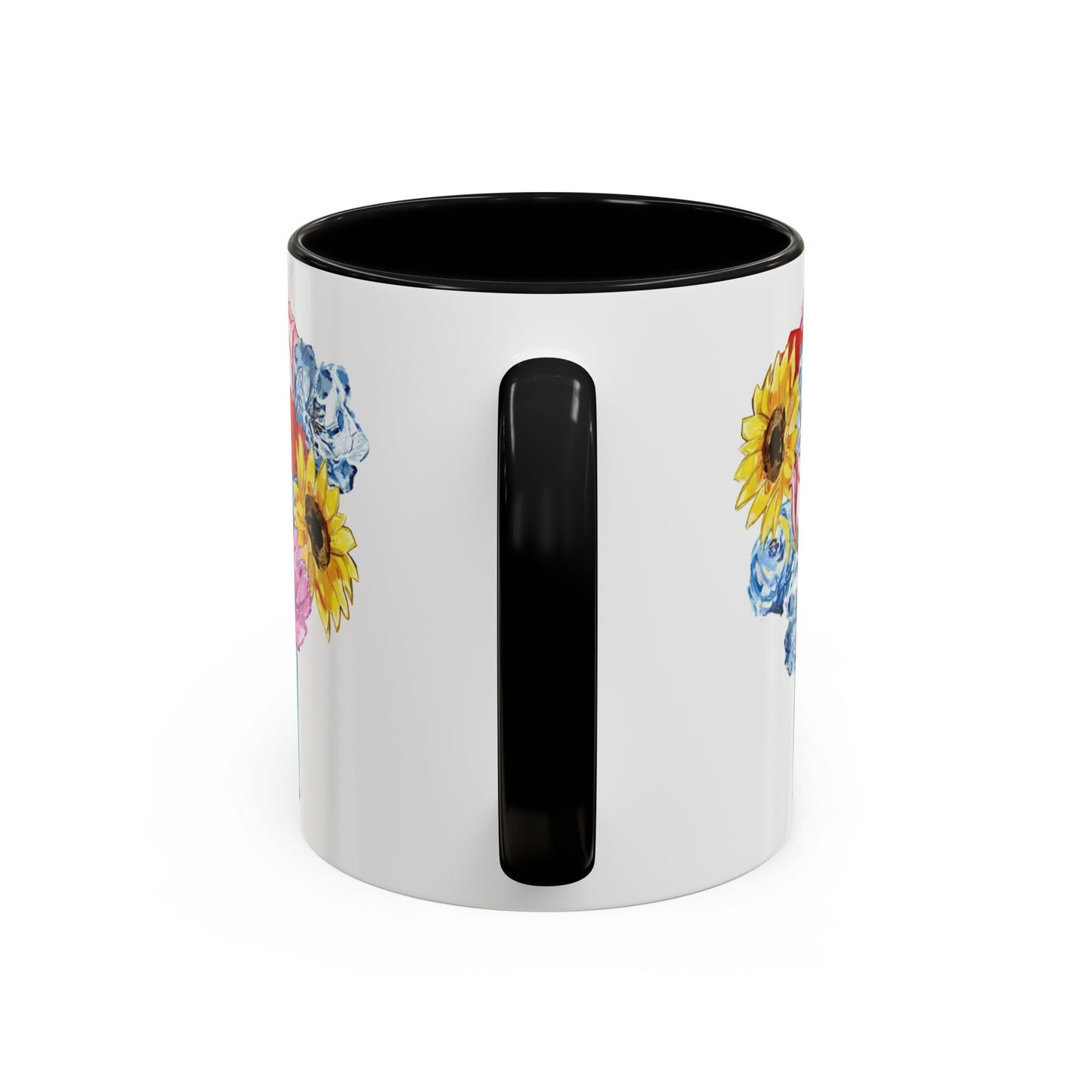 Spring Floral Mason Jar Two Tone Ceramic Mug - 11 oz & 15 oz - Blue Cava