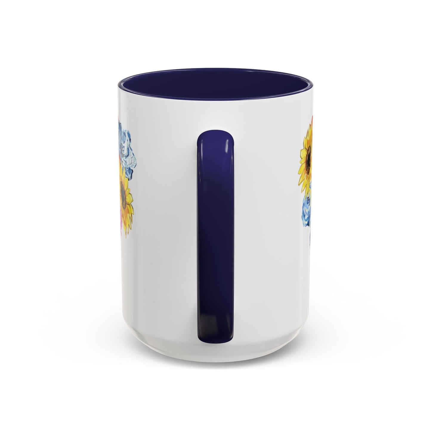 Spring Floral Mason Jar Two Tone Ceramic Mug - 11 oz & 15 oz - Blue Cava