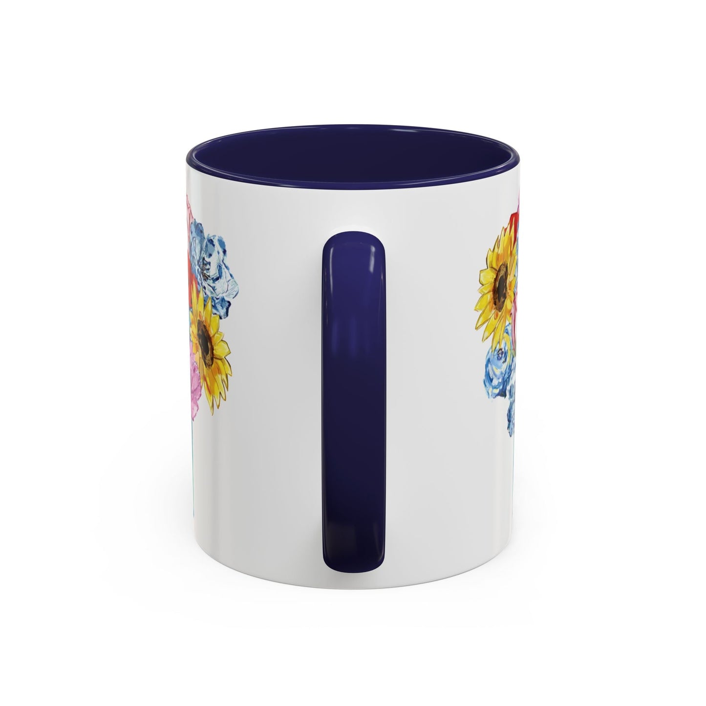 Spring Floral Mason Jar Two Tone Ceramic Mug - 11 oz & 15 oz - Blue Cava