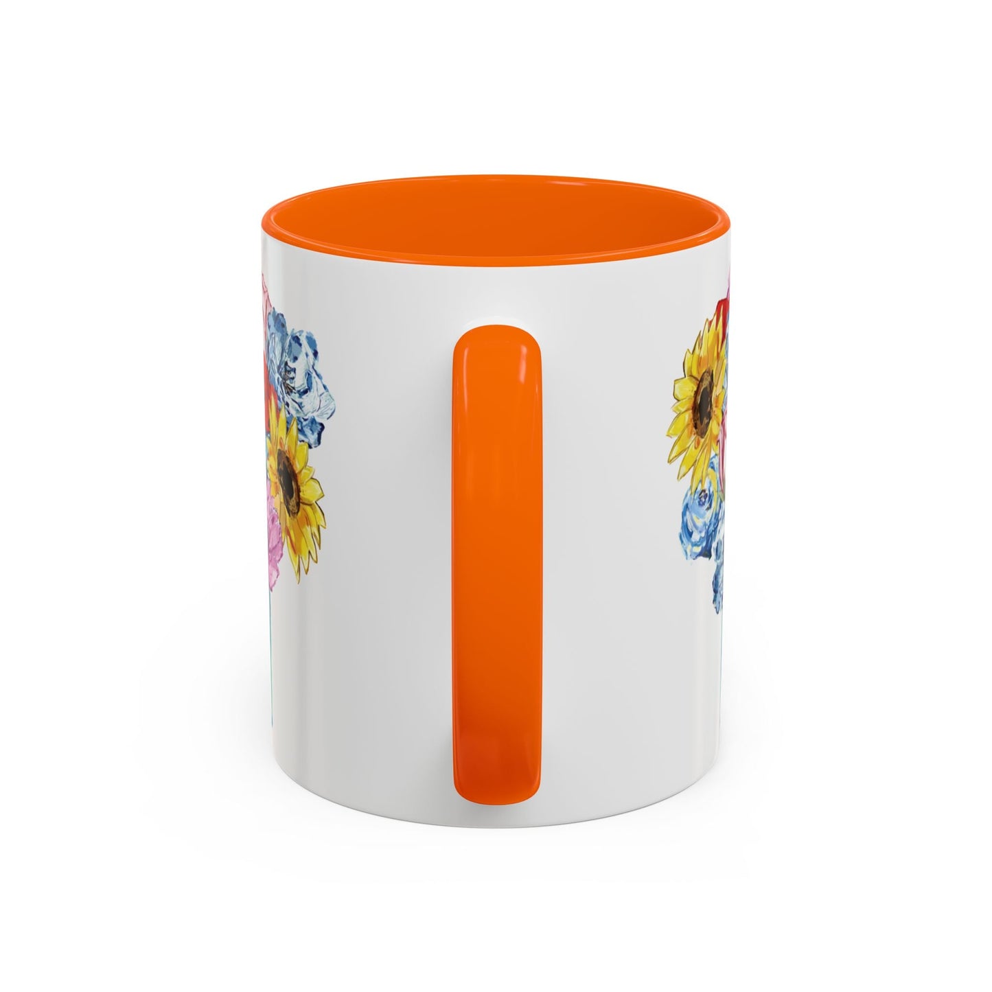 Spring Floral Mason Jar Two Tone Ceramic Mug - 11 oz & 15 oz - Blue Cava