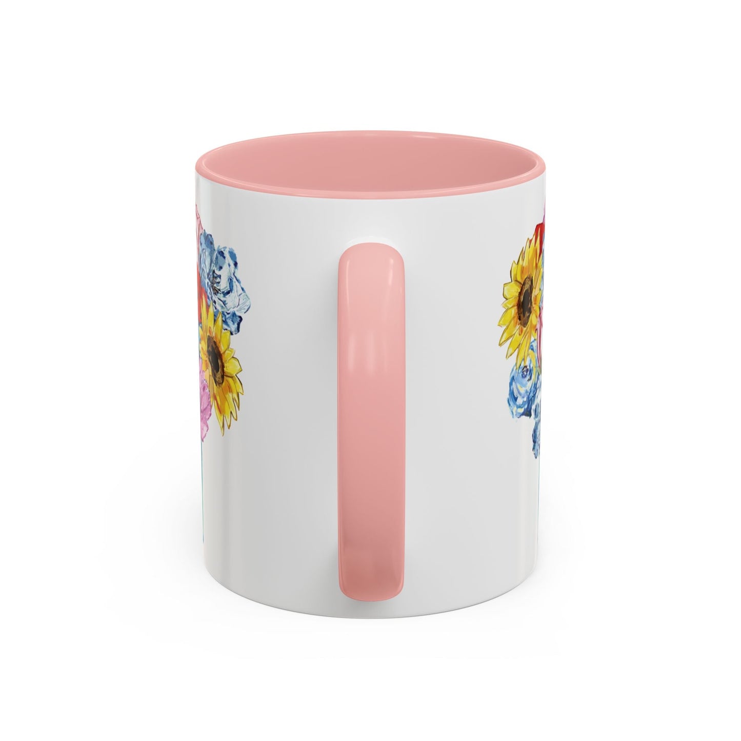 Spring Floral Mason Jar Two Tone Ceramic Mug - 11 oz & 15 oz - Blue Cava