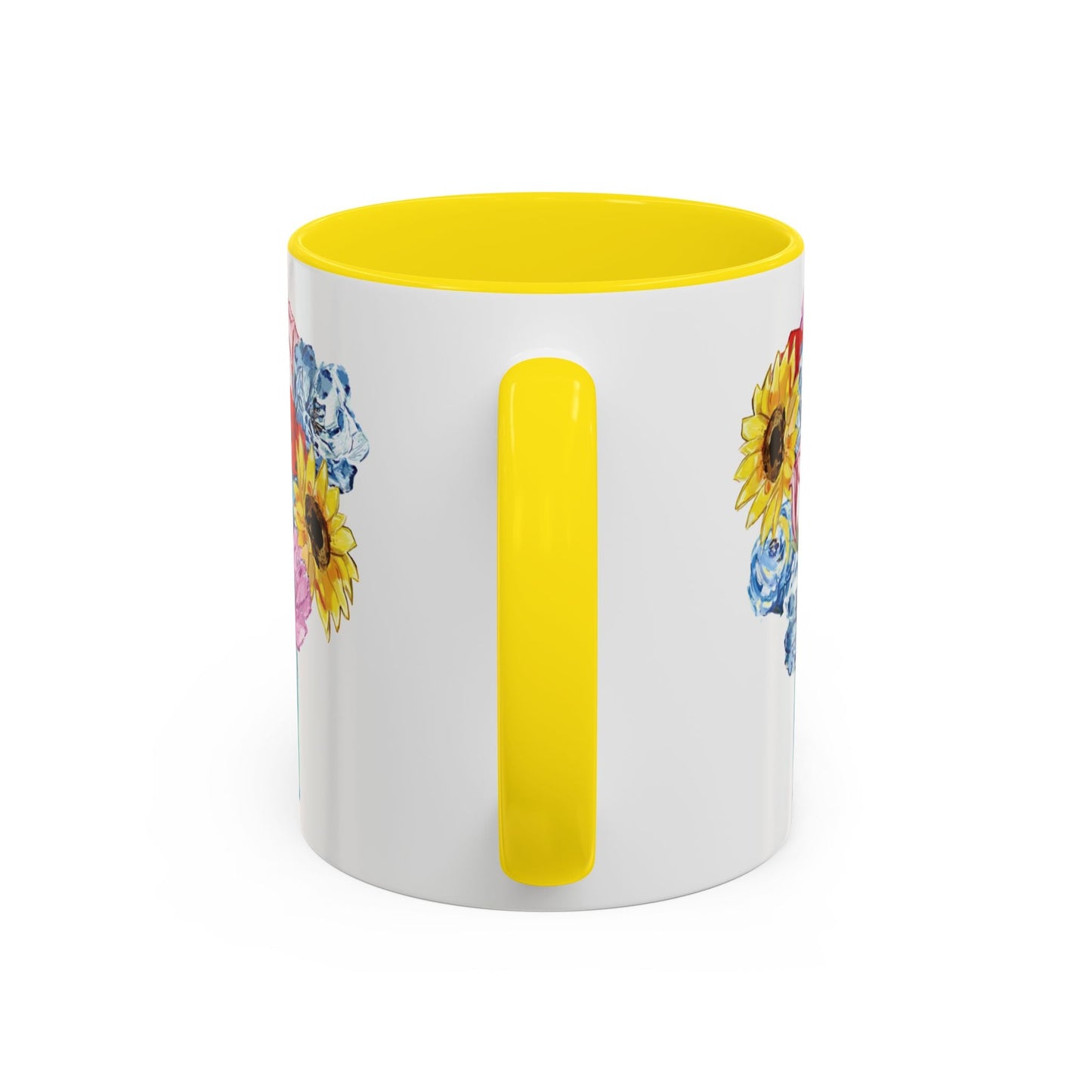 Spring Floral Mason Jar Two Tone Ceramic Mug - 11 oz & 15 oz - Blue Cava