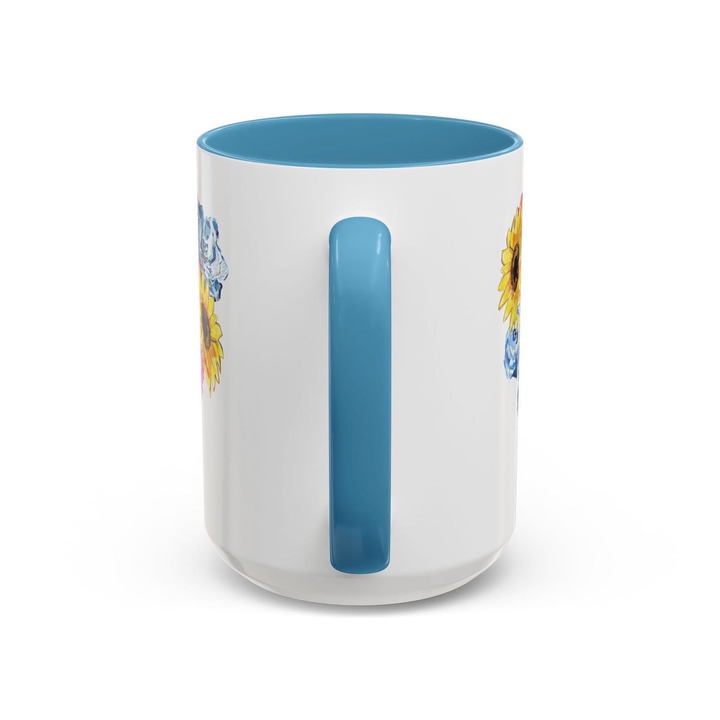 Spring Floral Mason Jar Two Tone Ceramic Mug - 11 oz & 15 oz - Blue Cava
