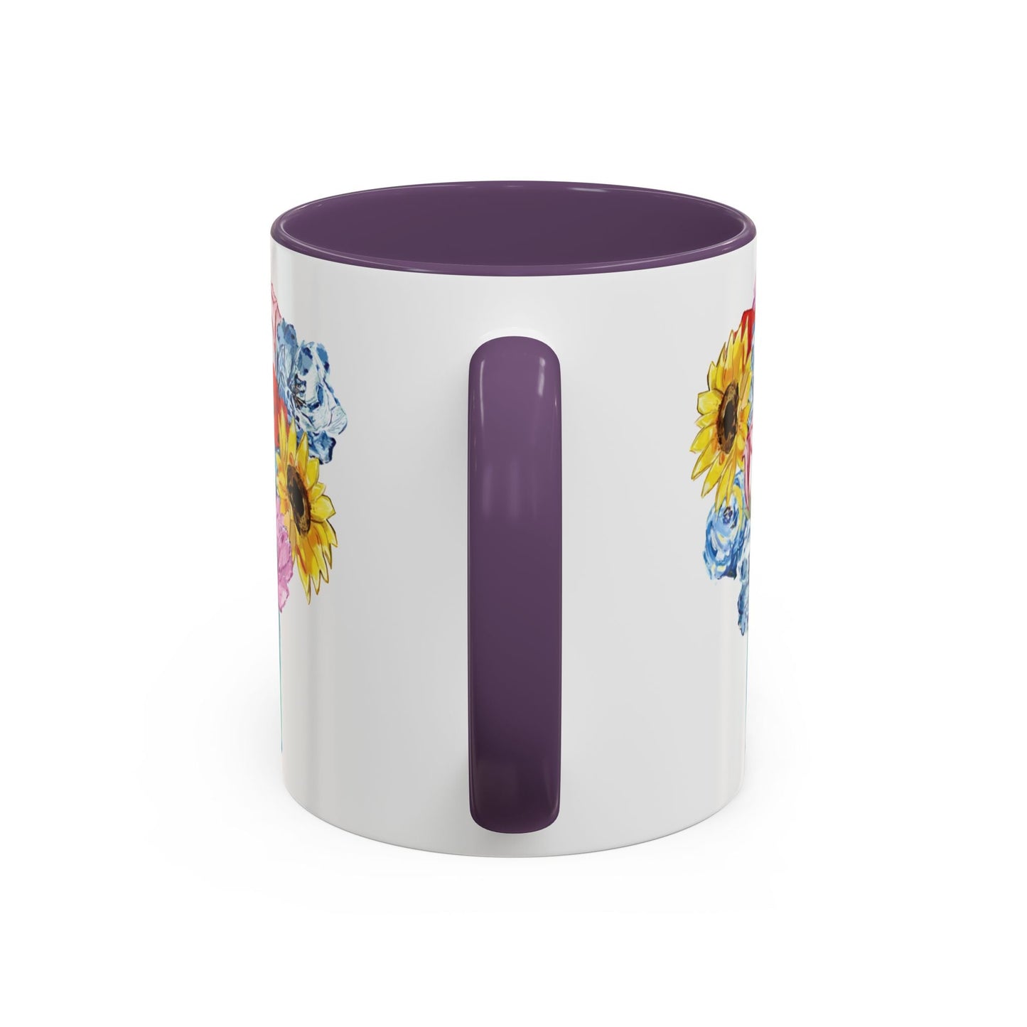 Spring Floral Mason Jar Two Tone Ceramic Mug - 11 oz & 15 oz - Blue Cava