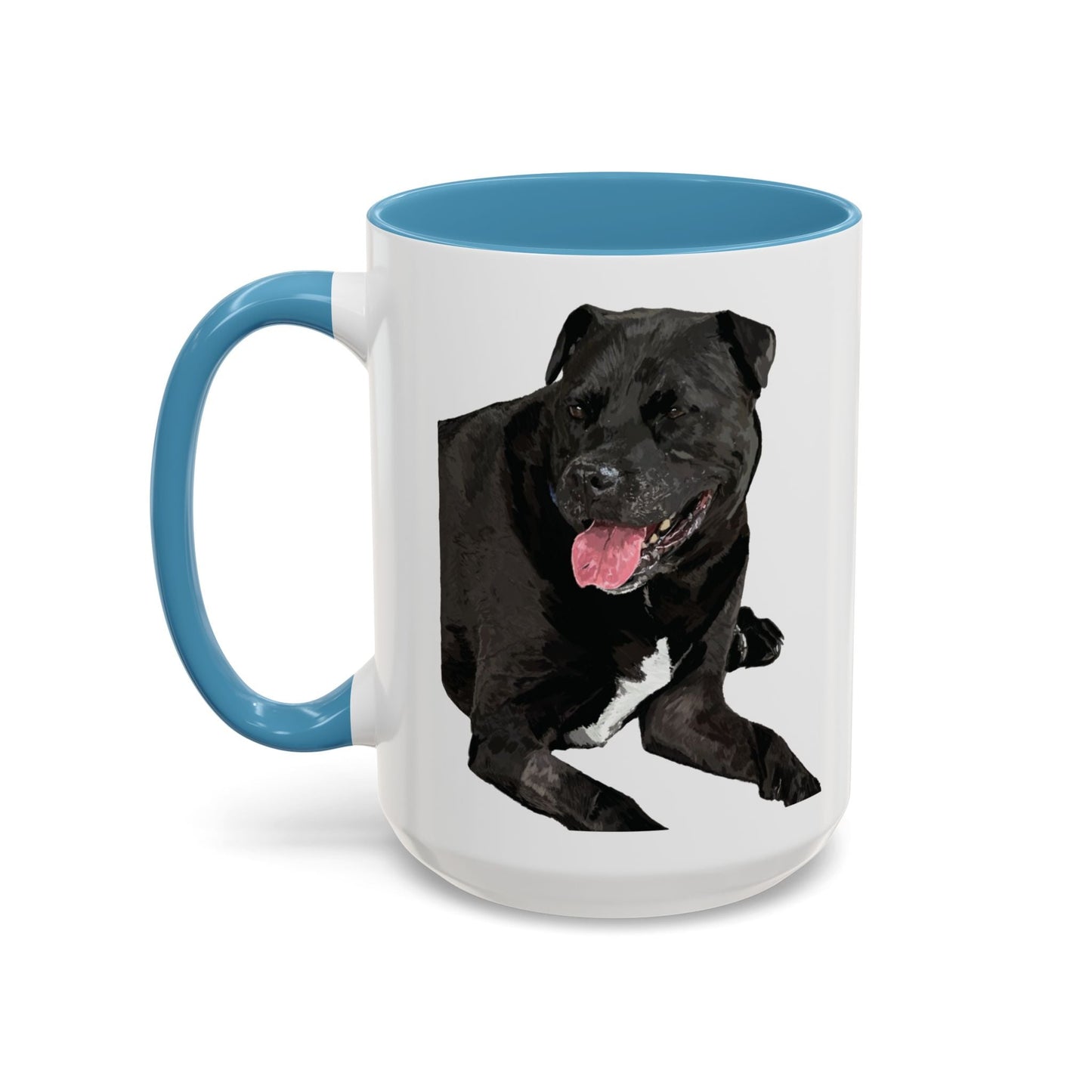 Staffordshire Bull Terrier Two Tone Ceramic Mug - 11 oz & 15 oz - Blue Cava