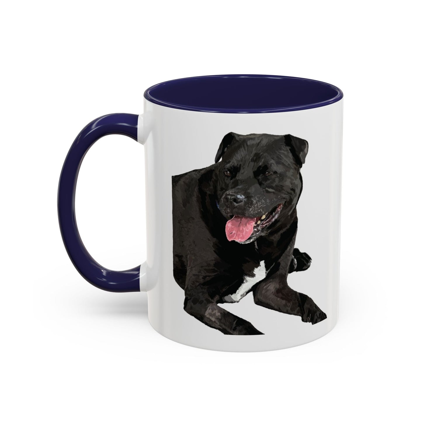 Staffordshire Bull Terrier Two Tone Ceramic Mug - 11 oz & 15 oz - Blue Cava