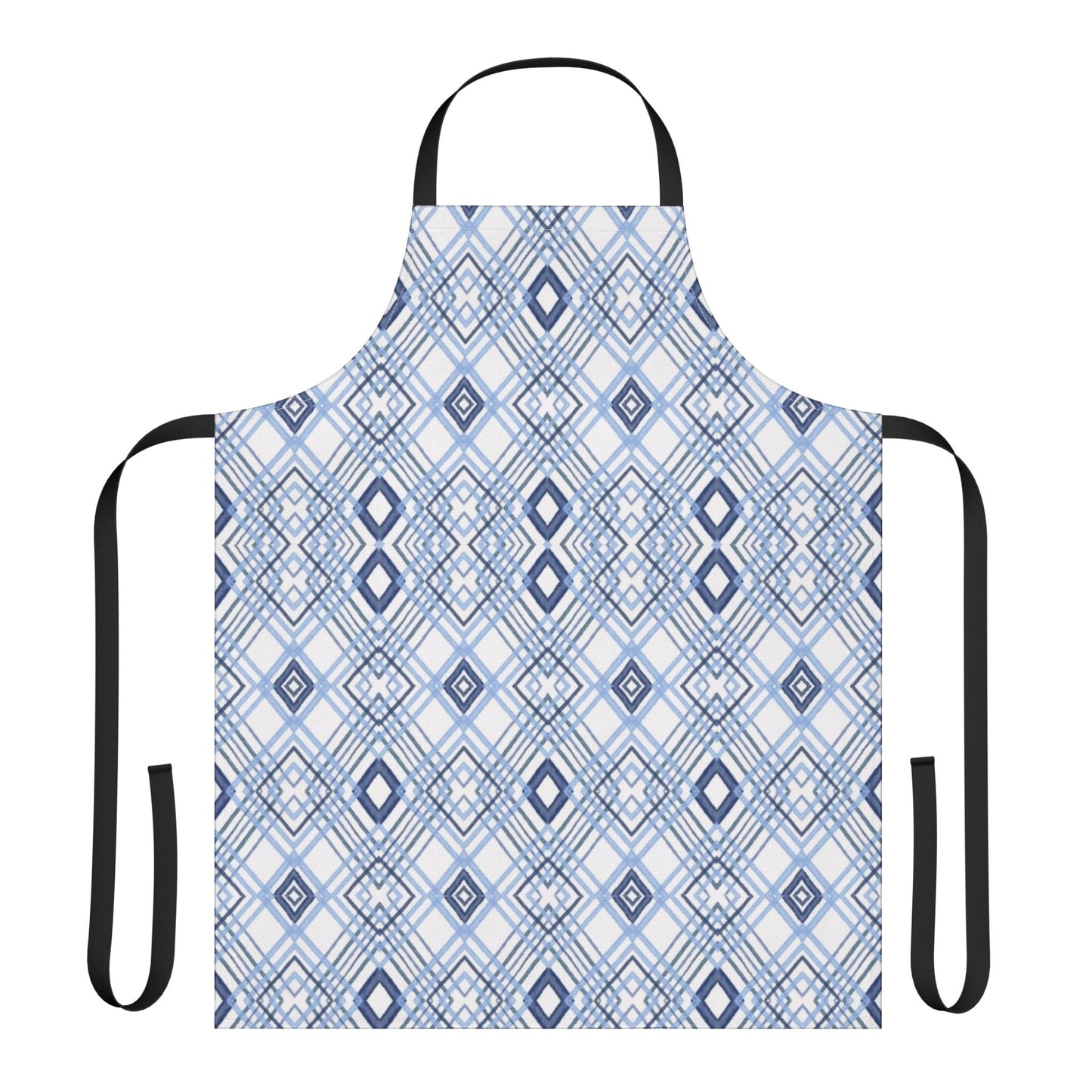 Stylish Geometric Blue Diamond Aprons With Color Straps - Blue Cava