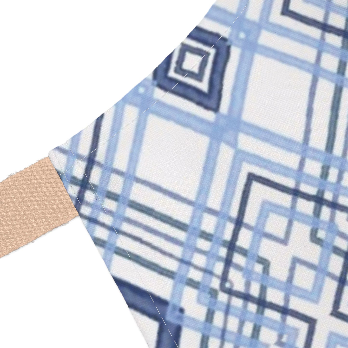 Stylish Geometric Blue Diamond Aprons With Color Straps - Blue Cava