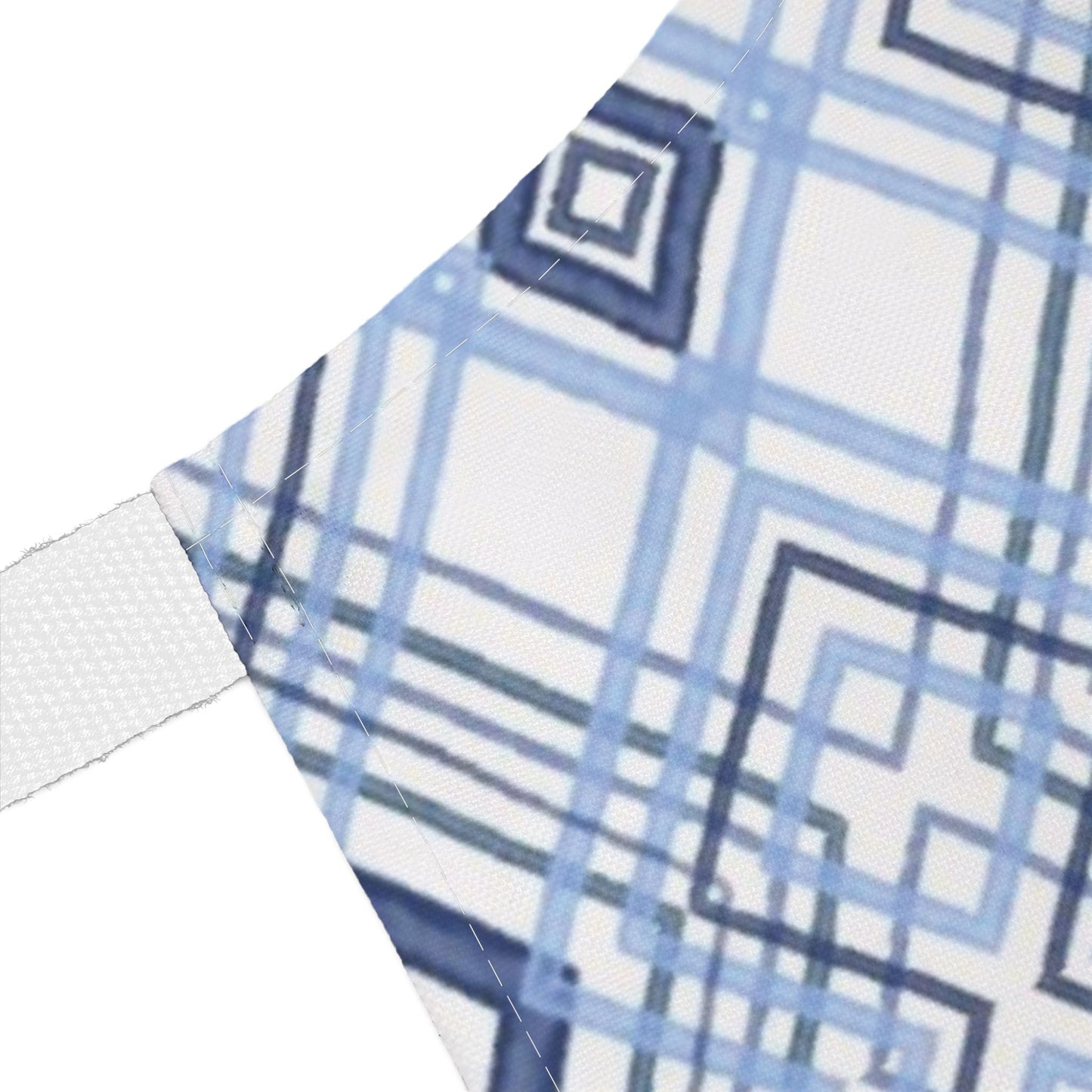 Stylish Geometric Blue Diamond Aprons With Color Straps - Blue Cava