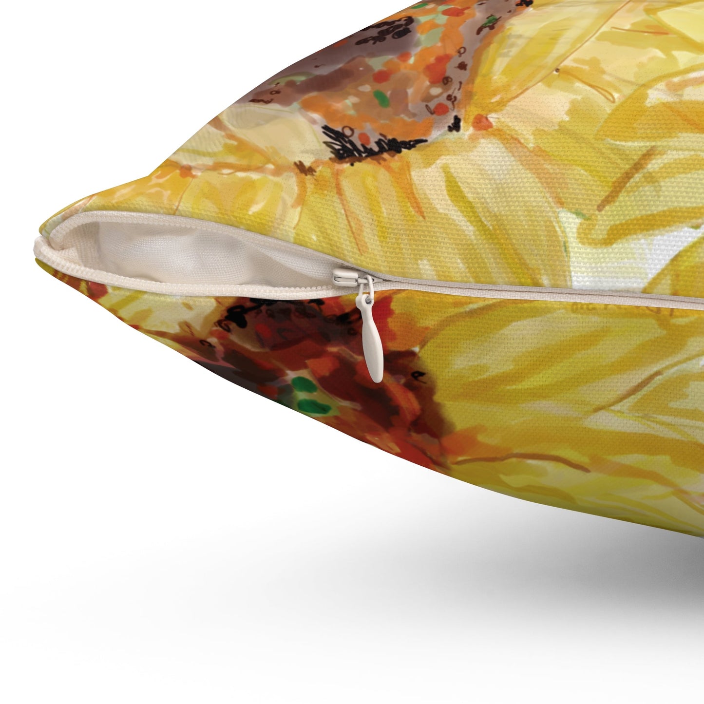 Sunflower Decorative Pillow, Bright Floral Home Decor - Blue Cava