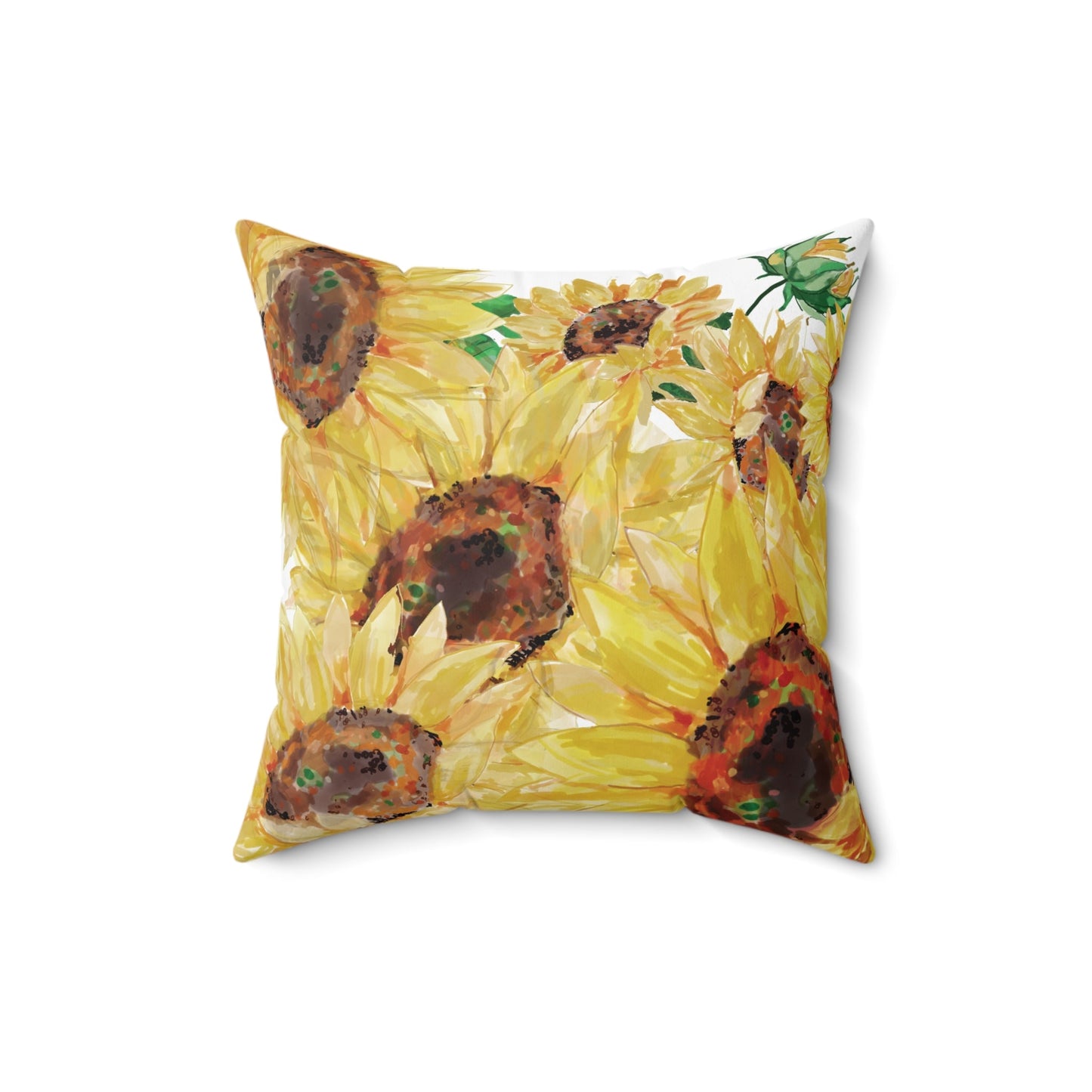 Sunflower Decorative Pillow, Bright Floral Home Decor - Blue Cava
