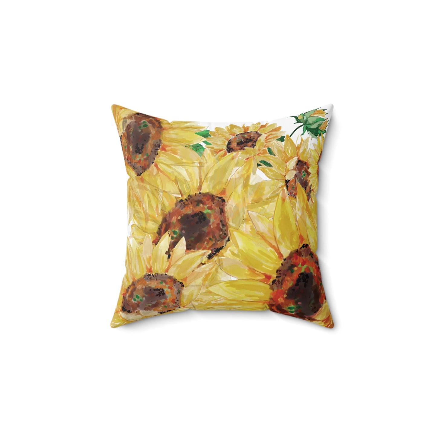 Sunflower Decorative Pillow, Bright Floral Home Decor - Blue Cava