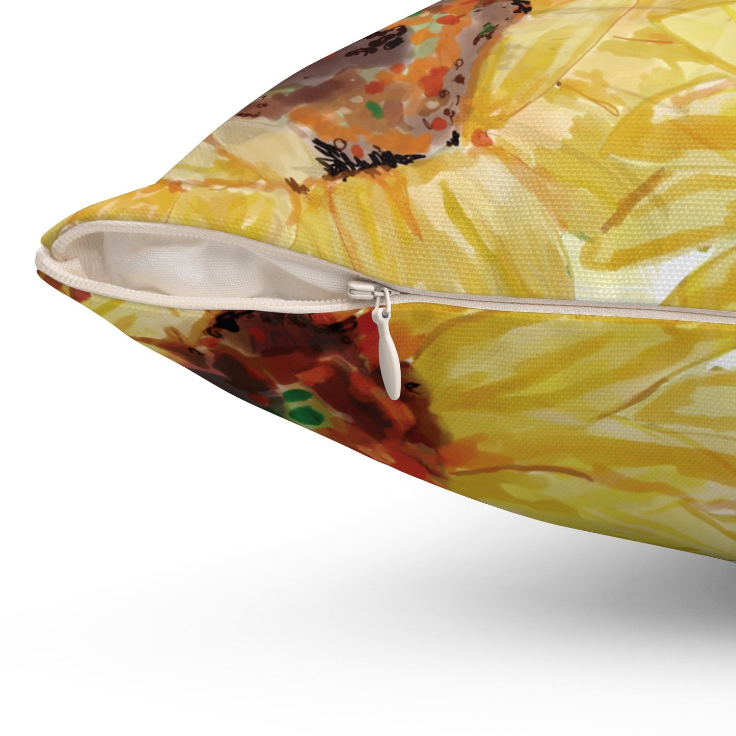 Sunflower Decorative Pillow, Bright Floral Home Decor - Blue Cava