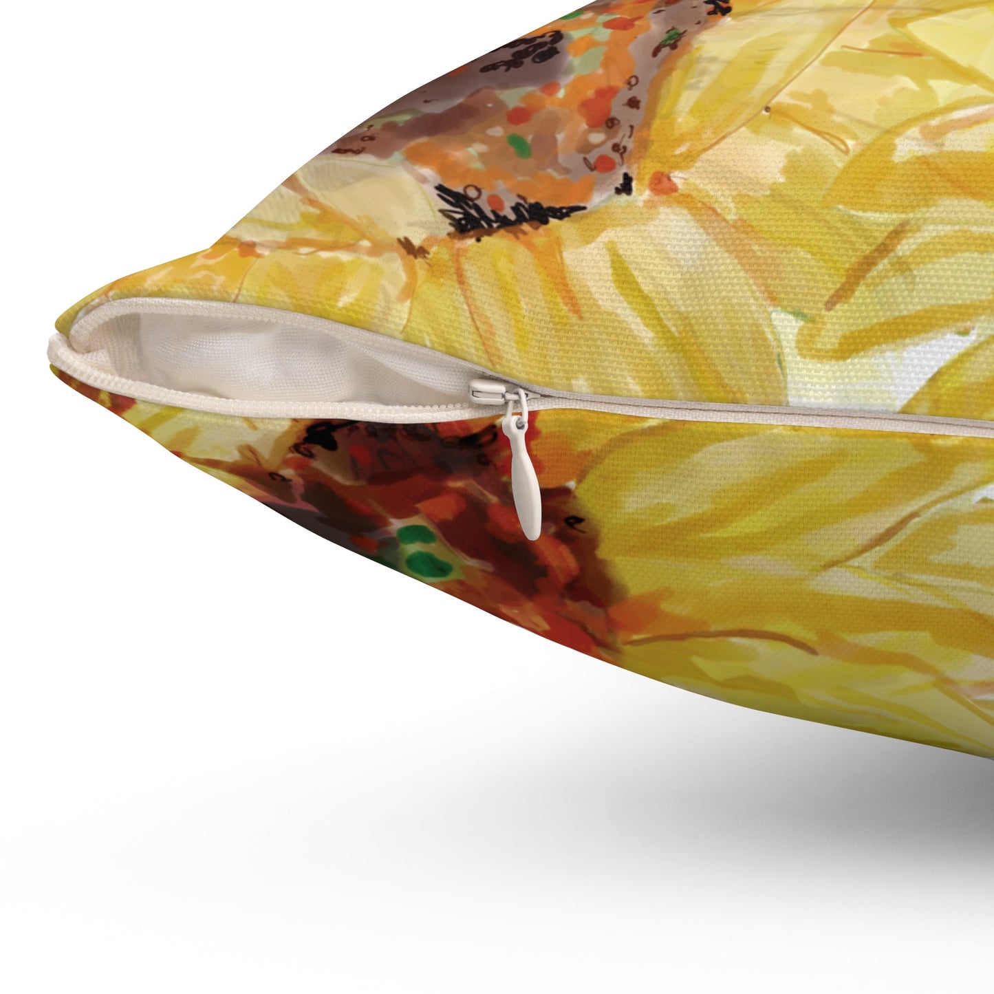 Sunflower Decorative Pillow, Bright Floral Home Decor - Blue Cava