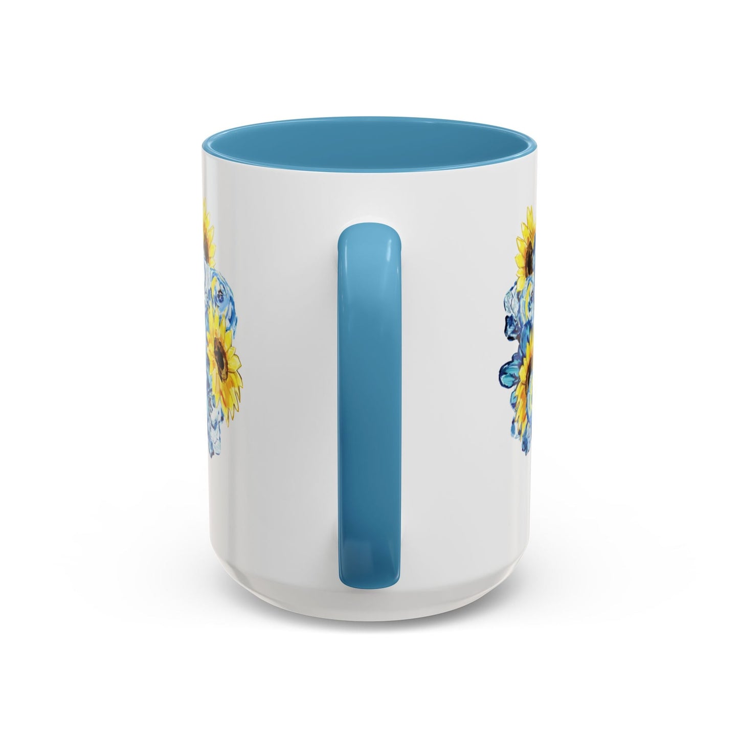 Sunflower Mason Jar Bouquet Two Tone Ceramic Coffee Mug - 11 oz & 15 oz - Blue Cava
