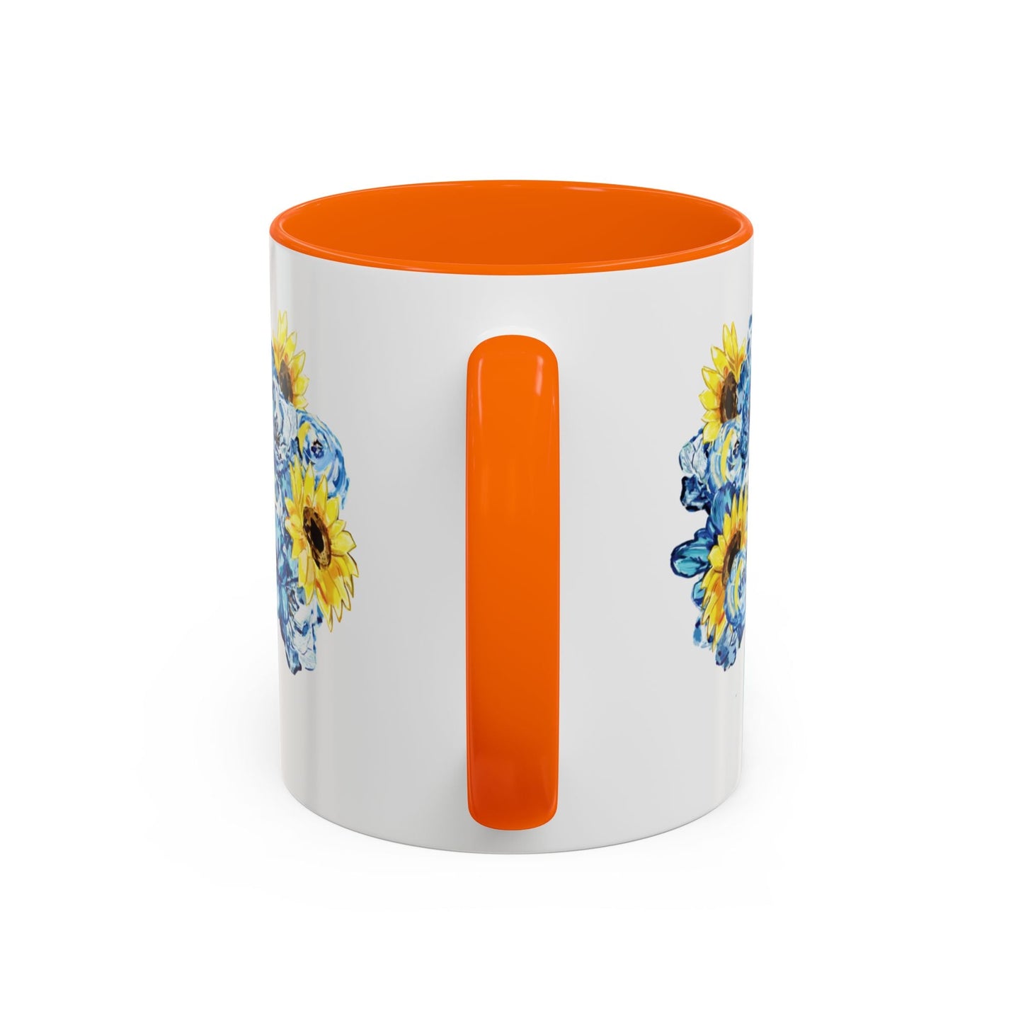 Sunflower Mason Jar Bouquet Two Tone Ceramic Coffee Mug - 11 oz & 15 oz - Blue Cava