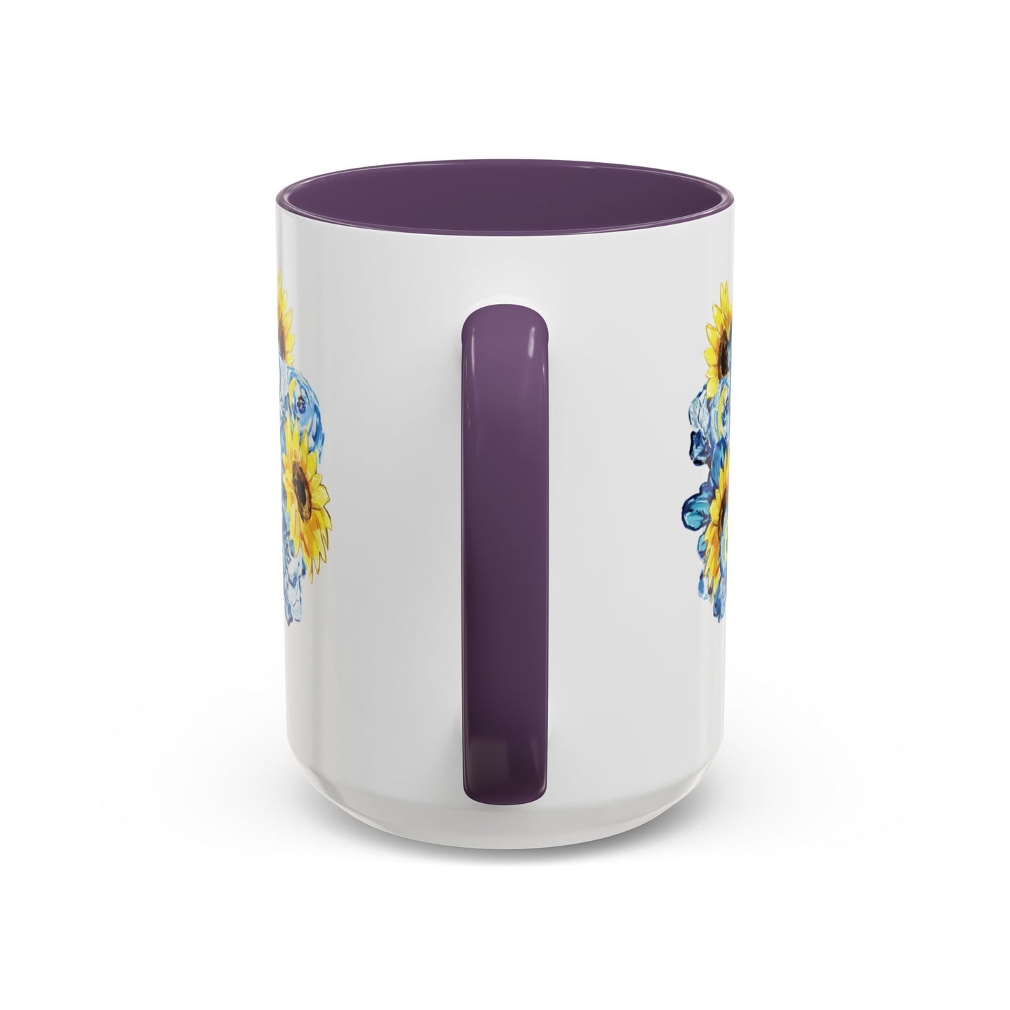 Sunflower Mason Jar Bouquet Two Tone Ceramic Coffee Mug - 11 oz & 15 oz - Blue Cava