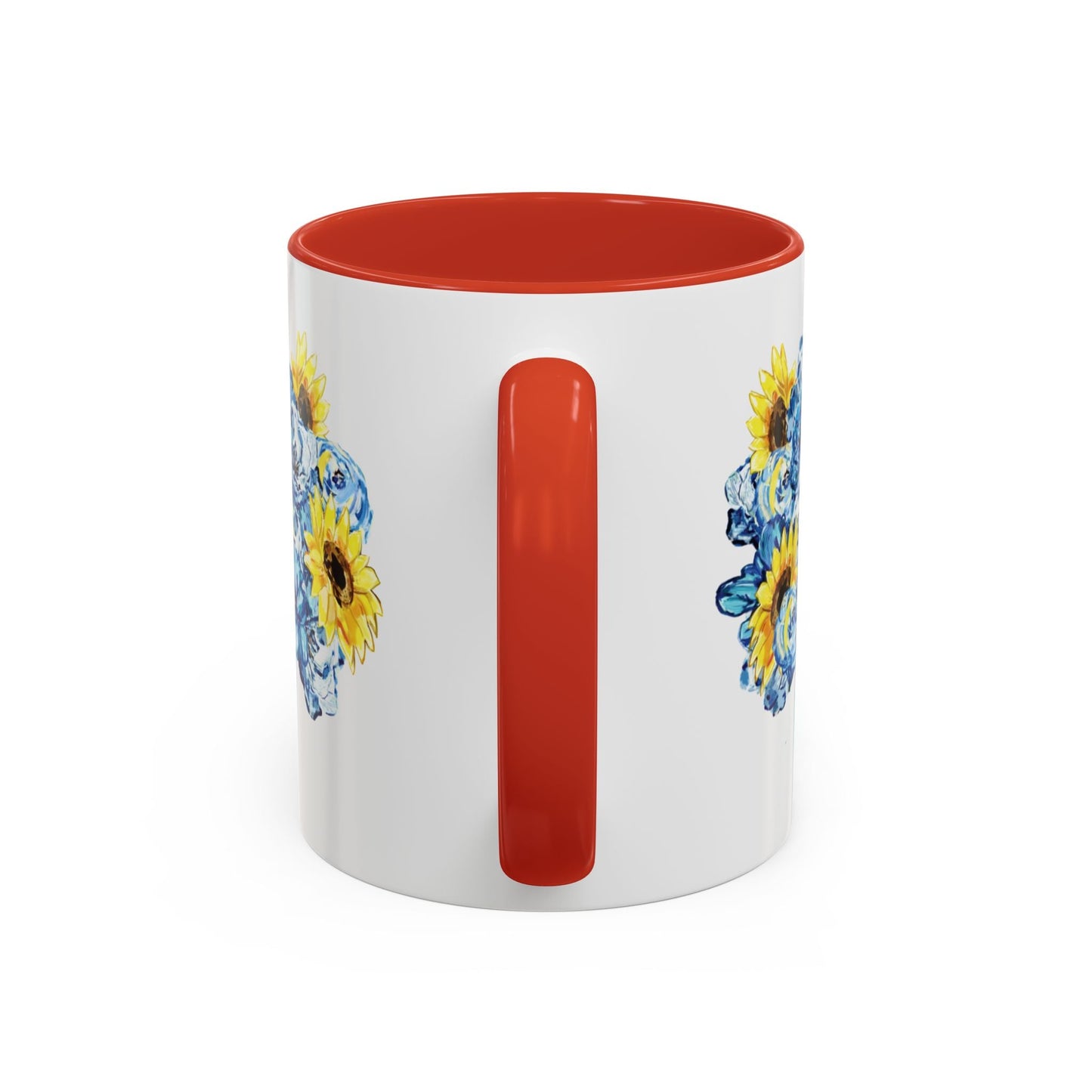Sunflower Mason Jar Bouquet Two Tone Ceramic Coffee Mug - 11 oz & 15 oz - Blue Cava
