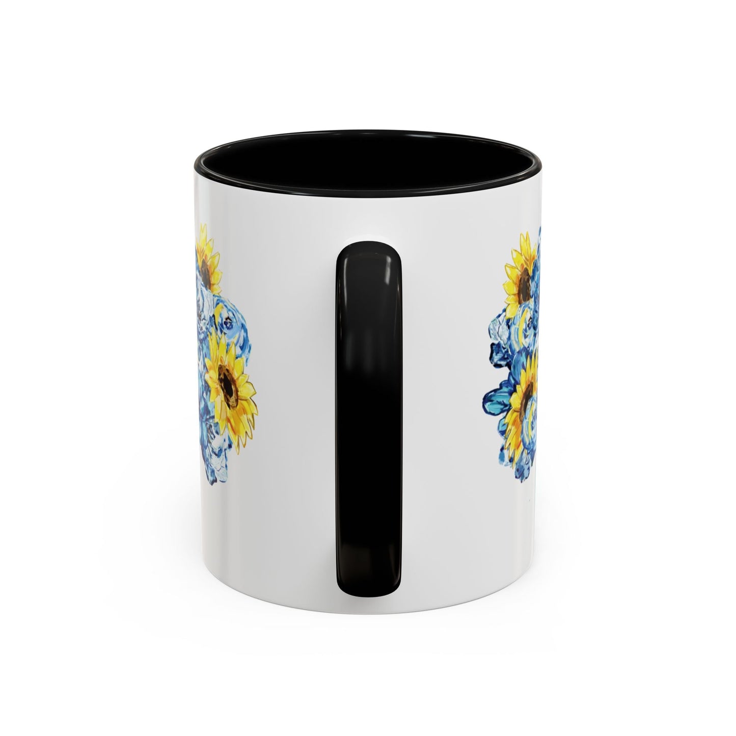 Sunflower Mason Jar Bouquet Two Tone Ceramic Coffee Mug - 11 oz & 15 oz - Blue Cava
