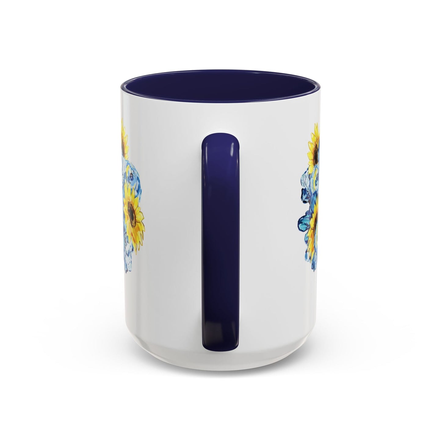 Sunflower Mason Jar Bouquet Two Tone Ceramic Coffee Mug - 11 oz & 15 oz - Blue Cava