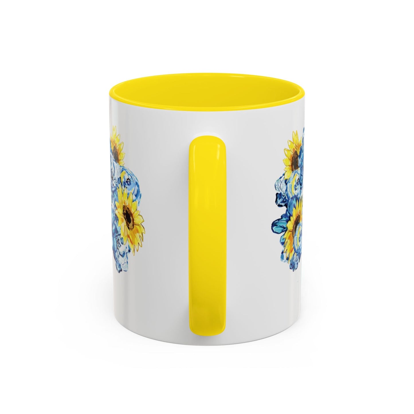 Sunflower Mason Jar Bouquet Two Tone Ceramic Coffee Mug - 11 oz & 15 oz - Blue Cava