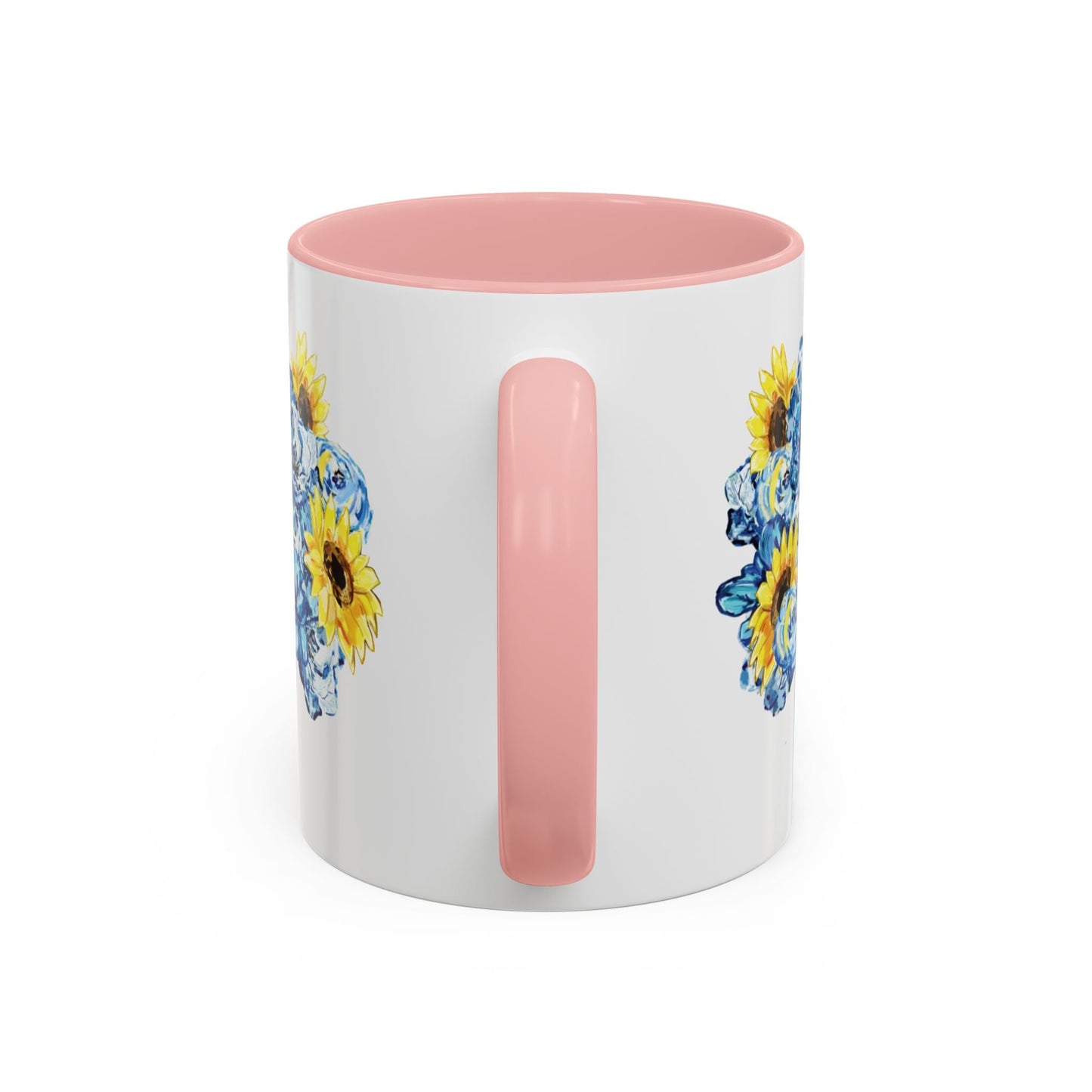 Sunflower Mason Jar Bouquet Two Tone Ceramic Coffee Mug - 11 oz & 15 oz - Blue Cava