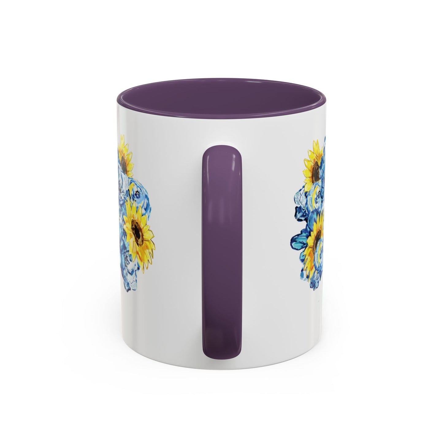 Sunflower Mason Jar Bouquet Two Tone Ceramic Coffee Mug - 11 oz & 15 oz - Blue Cava