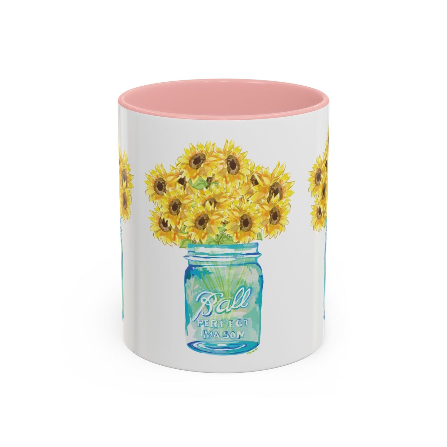 Sunflower Mason Jar Coffee Mug (11, 15oz) - Blue Cava