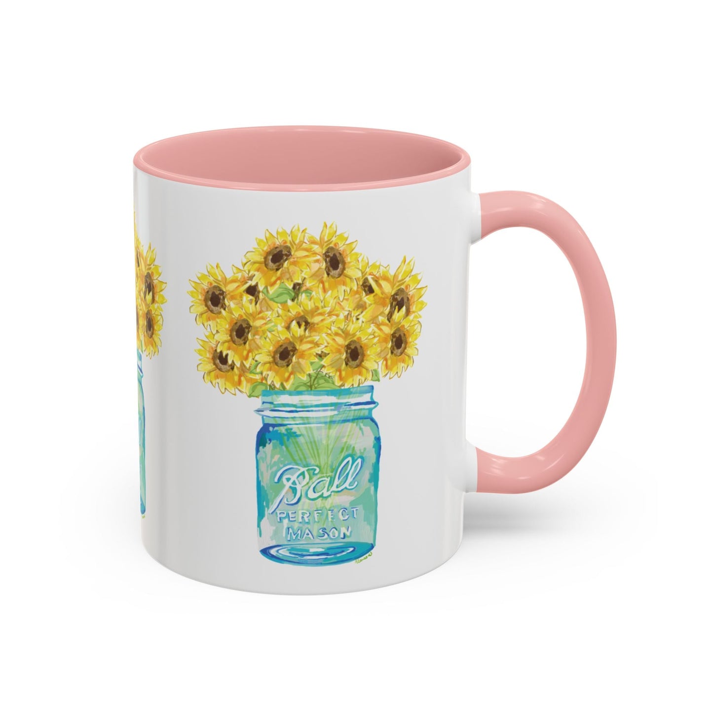 Sunflower Mason Jar Coffee Mug (11, 15oz) - Blue Cava