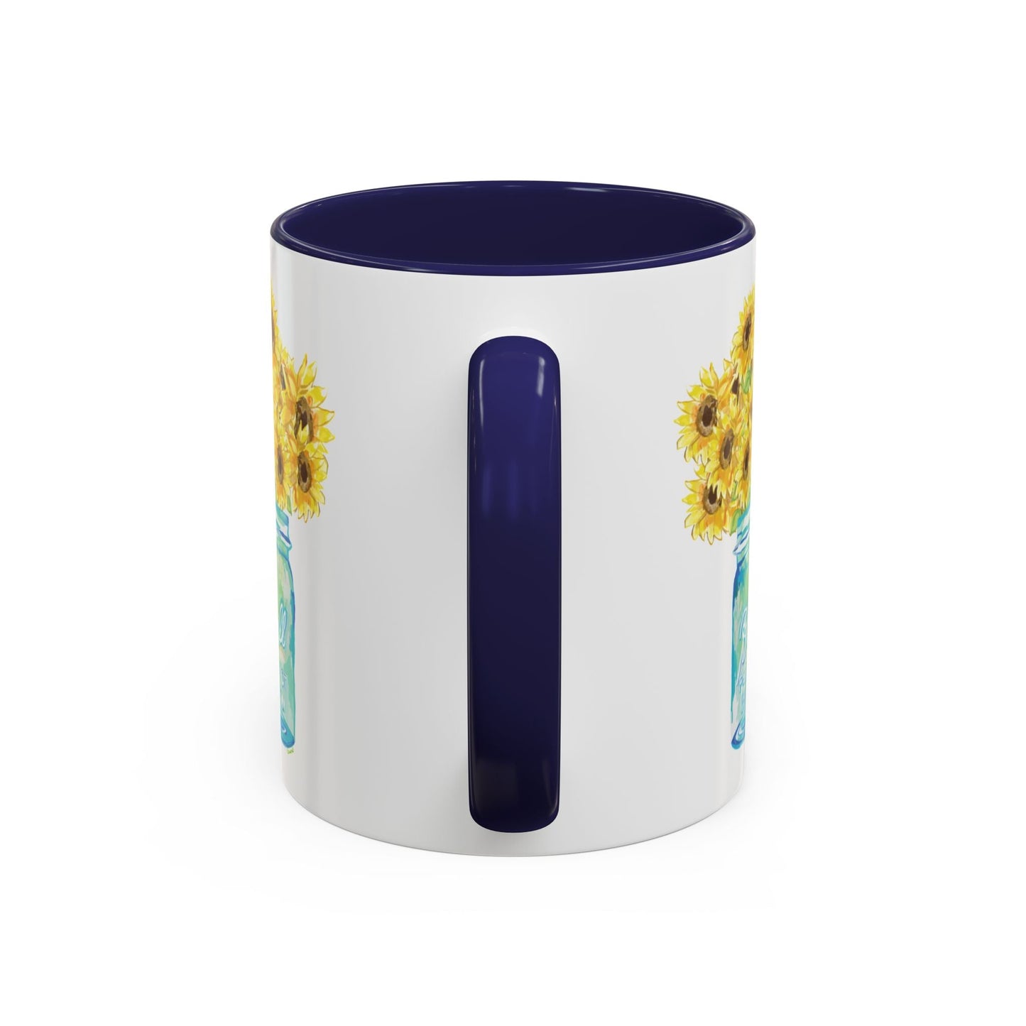 Sunflower Mason Jar Coffee Mug (11, 15oz) - Blue Cava