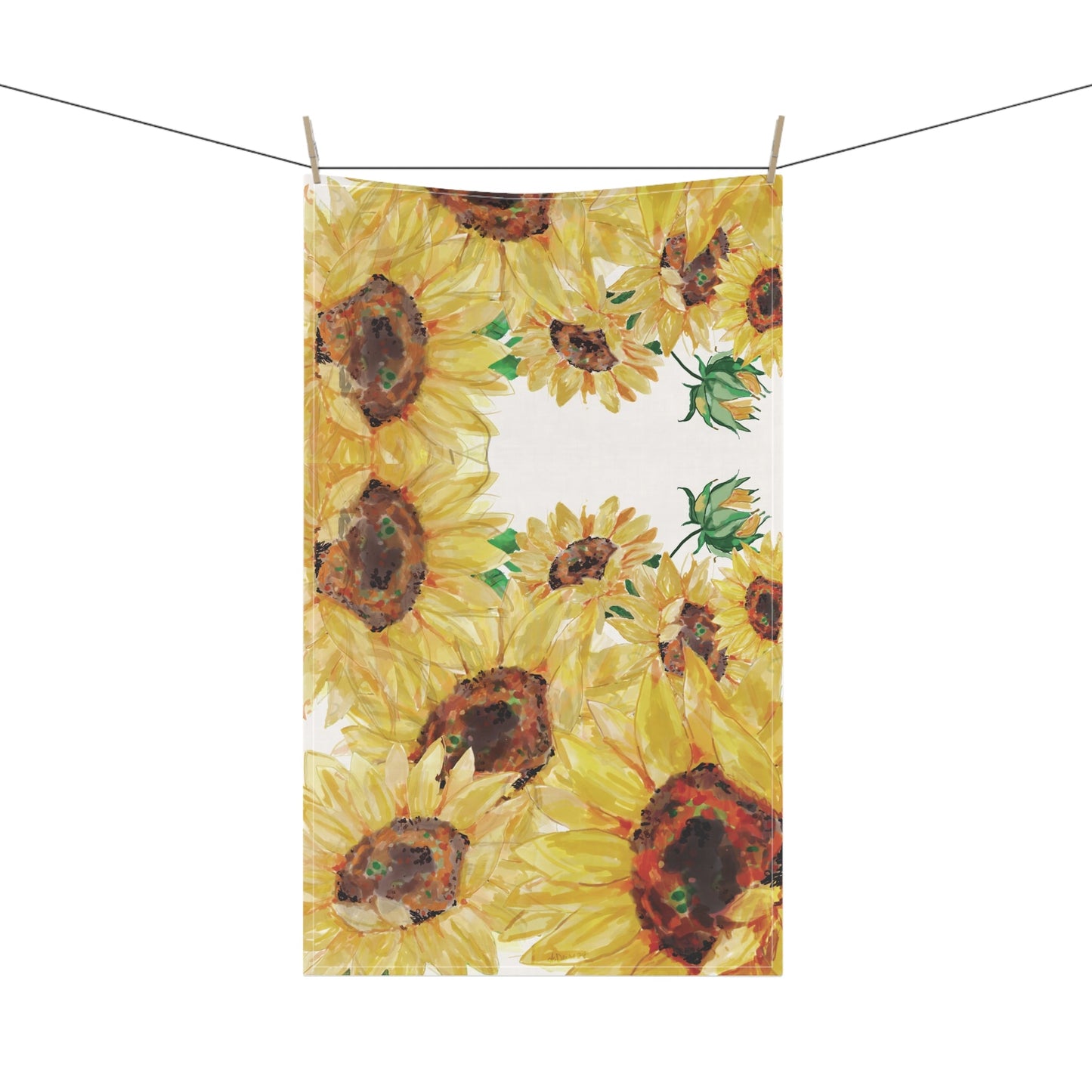 Sunflower Tea Towels - Floral Decor - Blue Cava