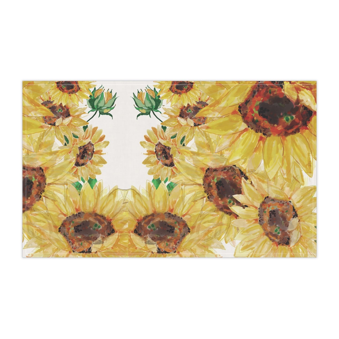 Sunflower Tea Towels - Floral Decor - Blue Cava