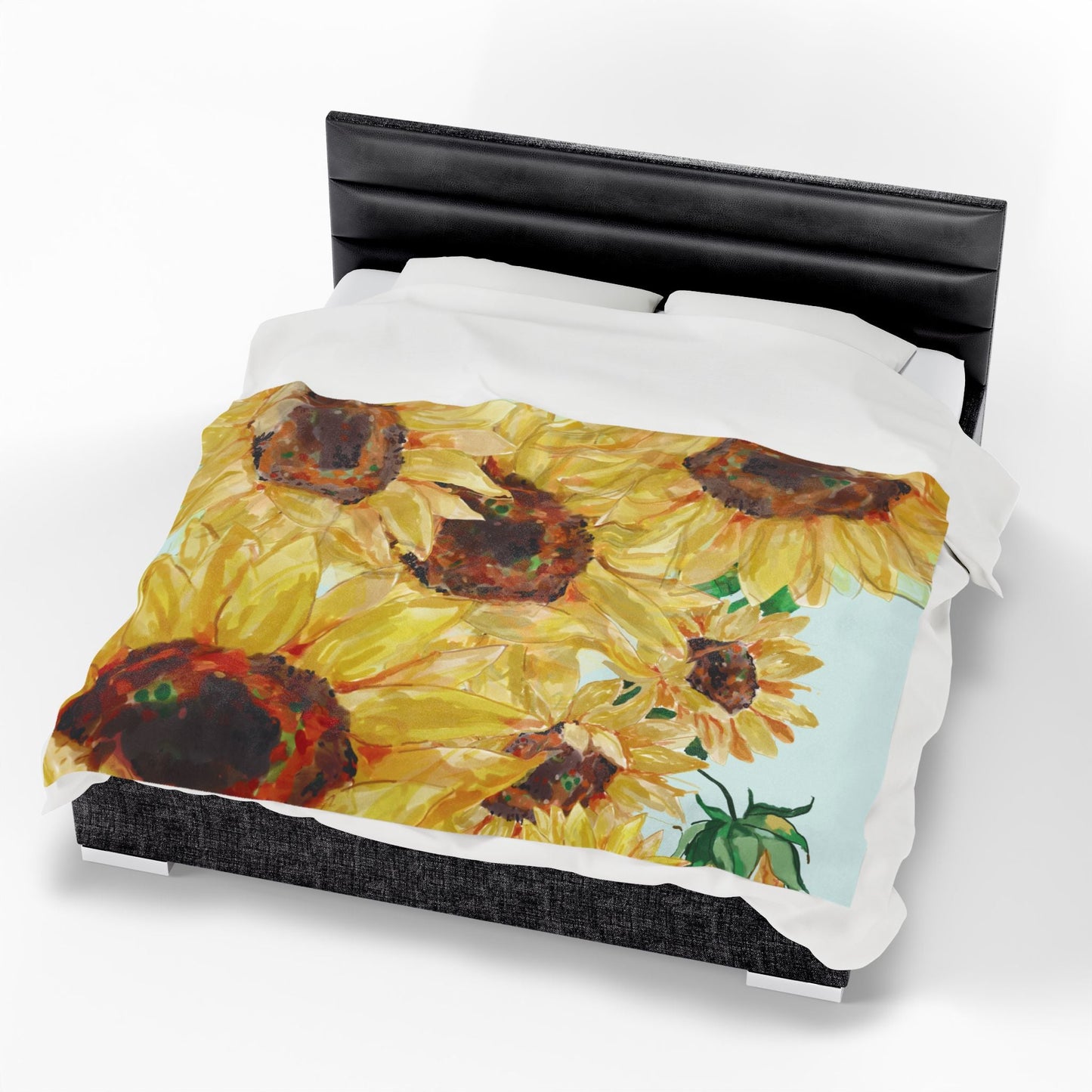 Sunflower Velveteen Plush Blanket - Blue Cava
