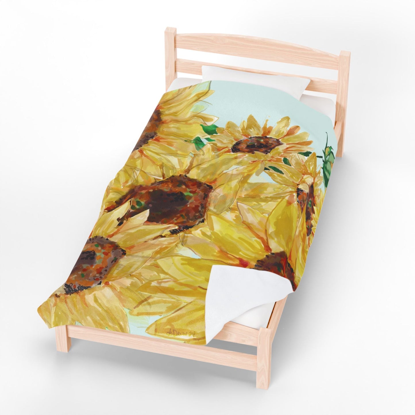 Sunflower Velveteen Plush Blanket - Blue Cava