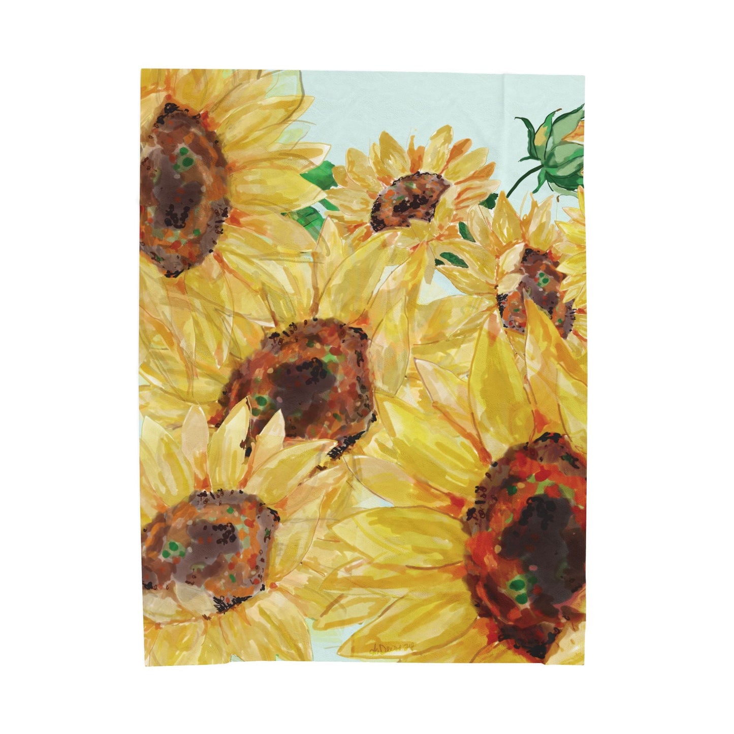 Sunflower Velveteen Plush Blanket - Blue Cava