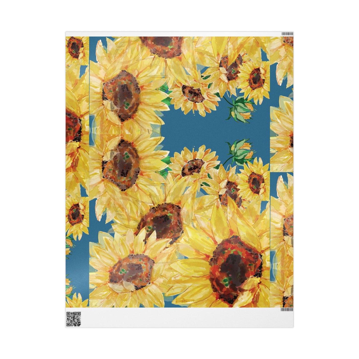 Sunflower Wrapping Paper Roll – Eco - Friendly Gift Packaging - Blue Cava
