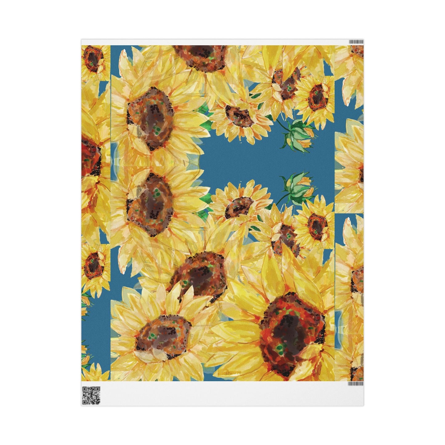 Sunflower Wrapping Paper Roll – Eco - Friendly Gift Packaging - Blue Cava