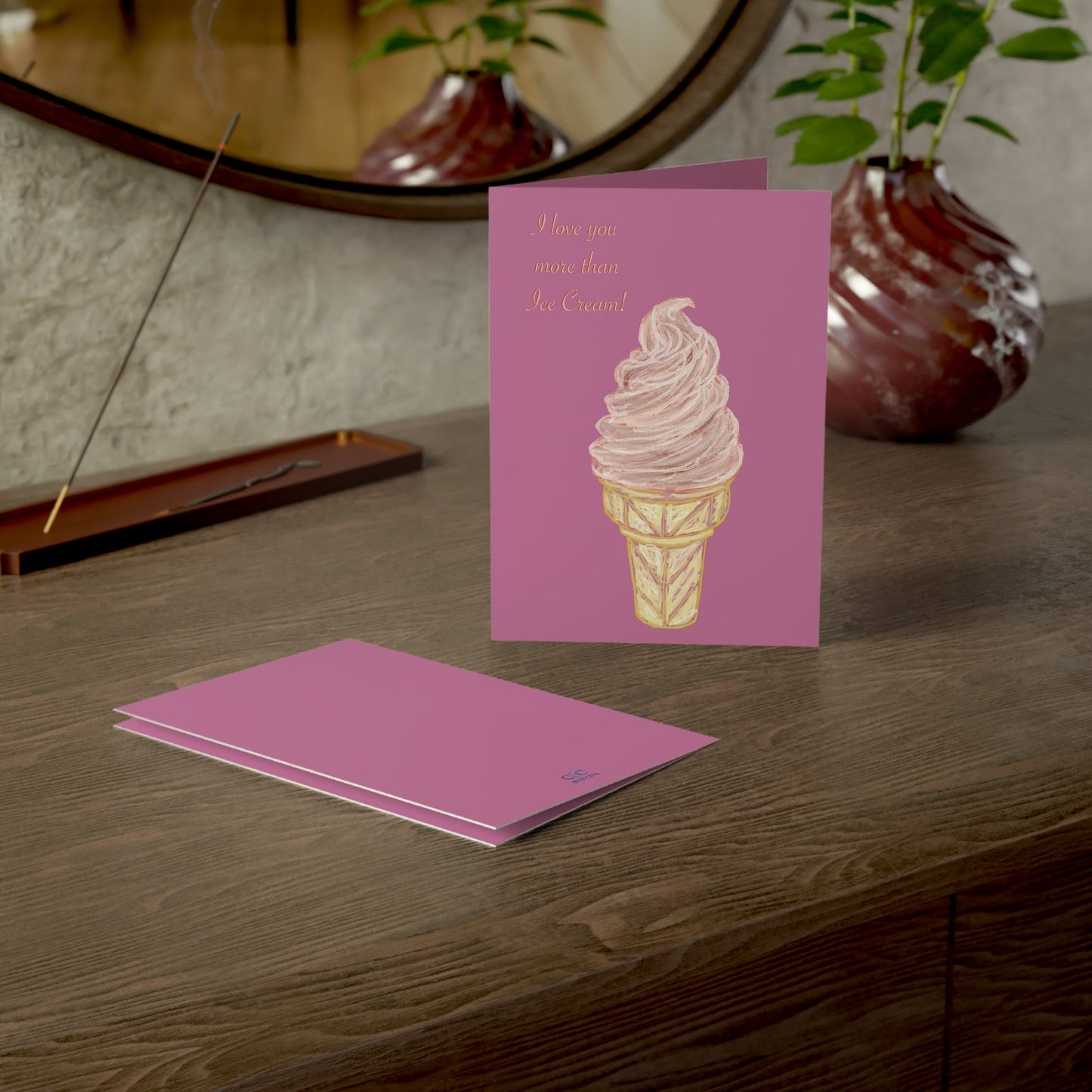 Sweet Ice Cream Love Greeting Cards Set - Blue Cava