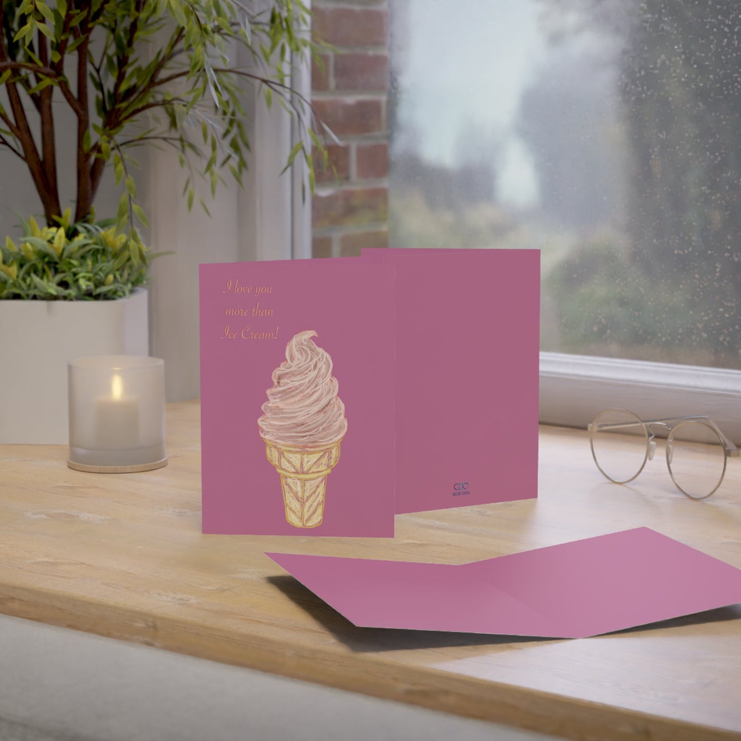 Sweet Ice Cream Love Greeting Cards Set - Blue Cava