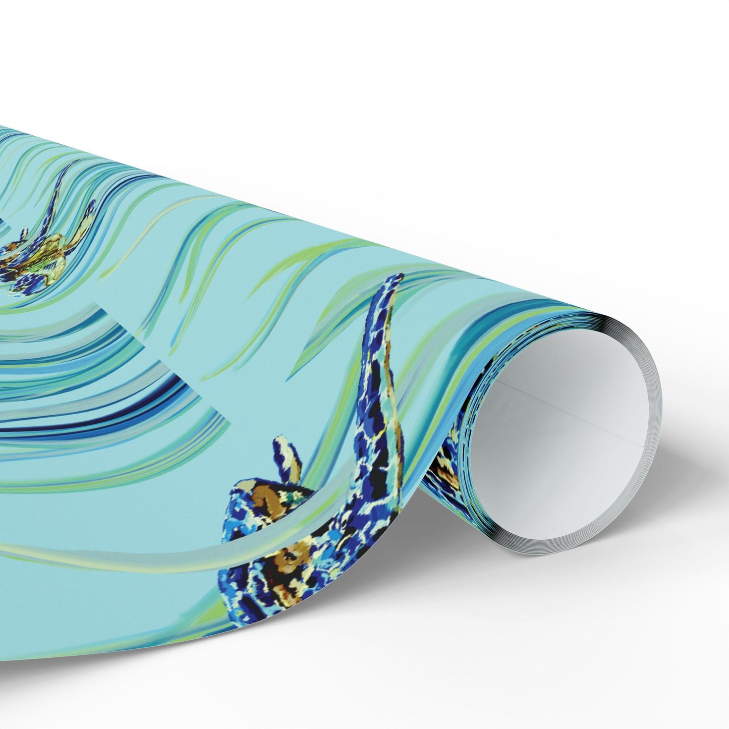 Swimming Sea Turtle Wrapping Paper - Blue Cava