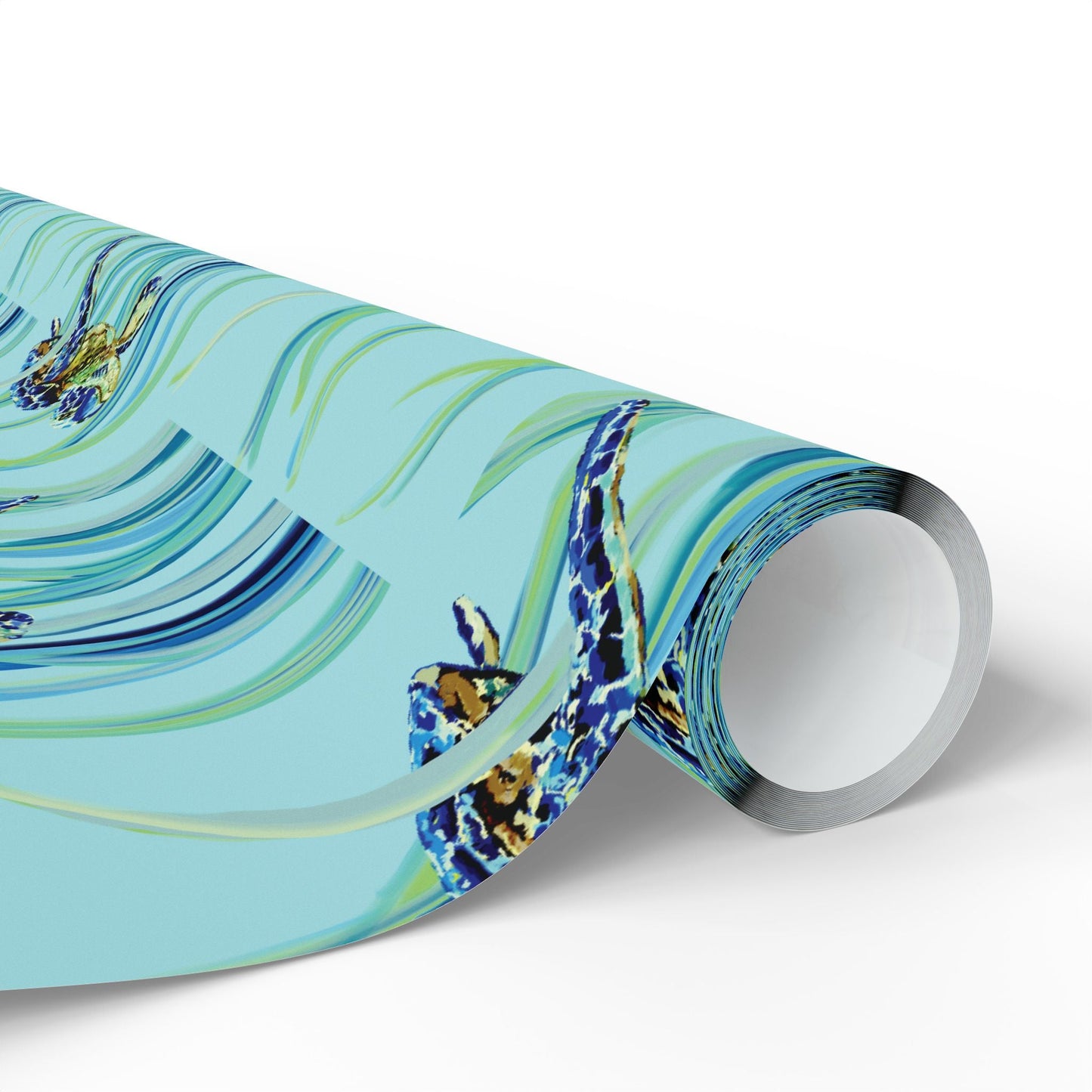 Swimming Sea Turtle Wrapping Paper - Blue Cava