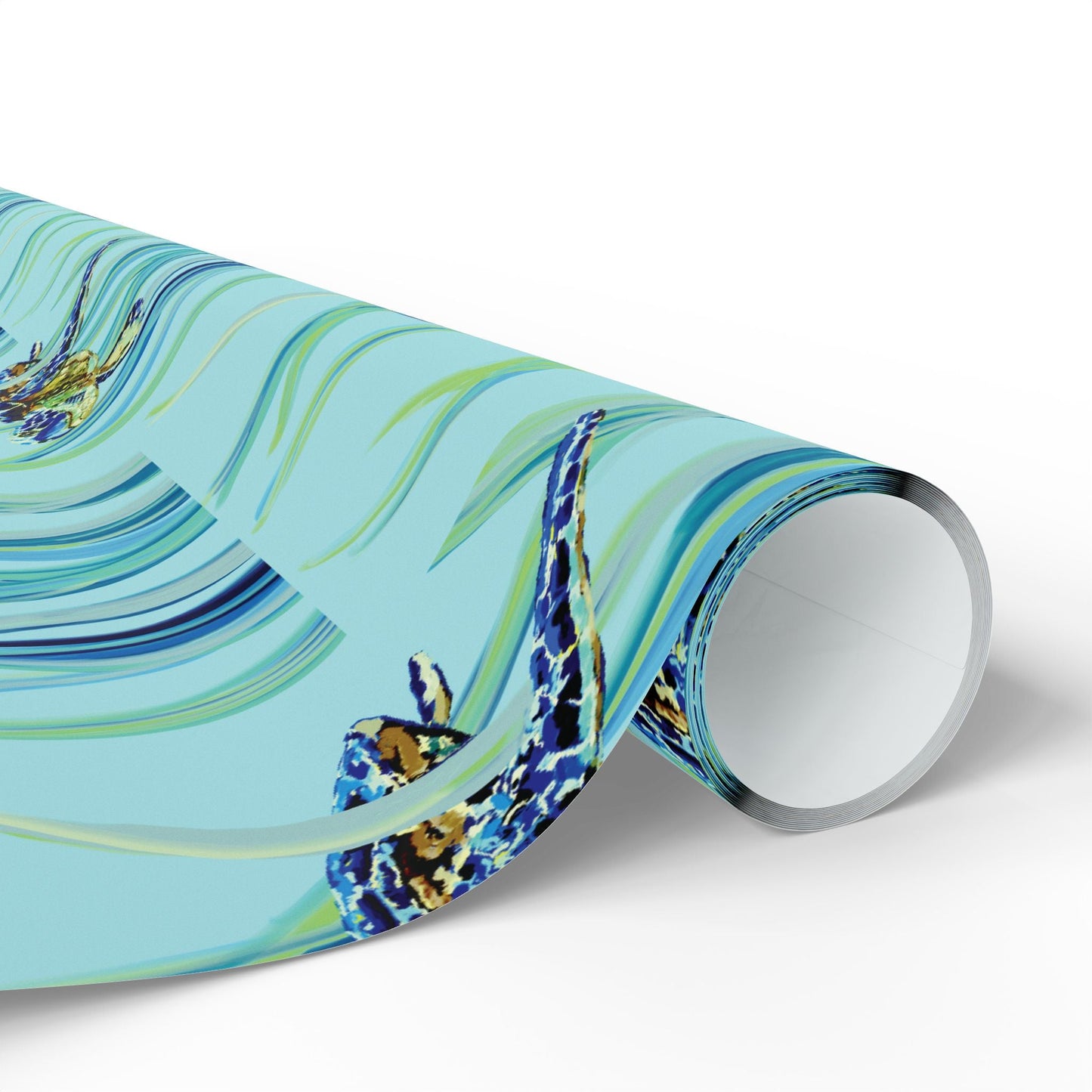 Swimming Sea Turtle Wrapping Paper - Blue Cava