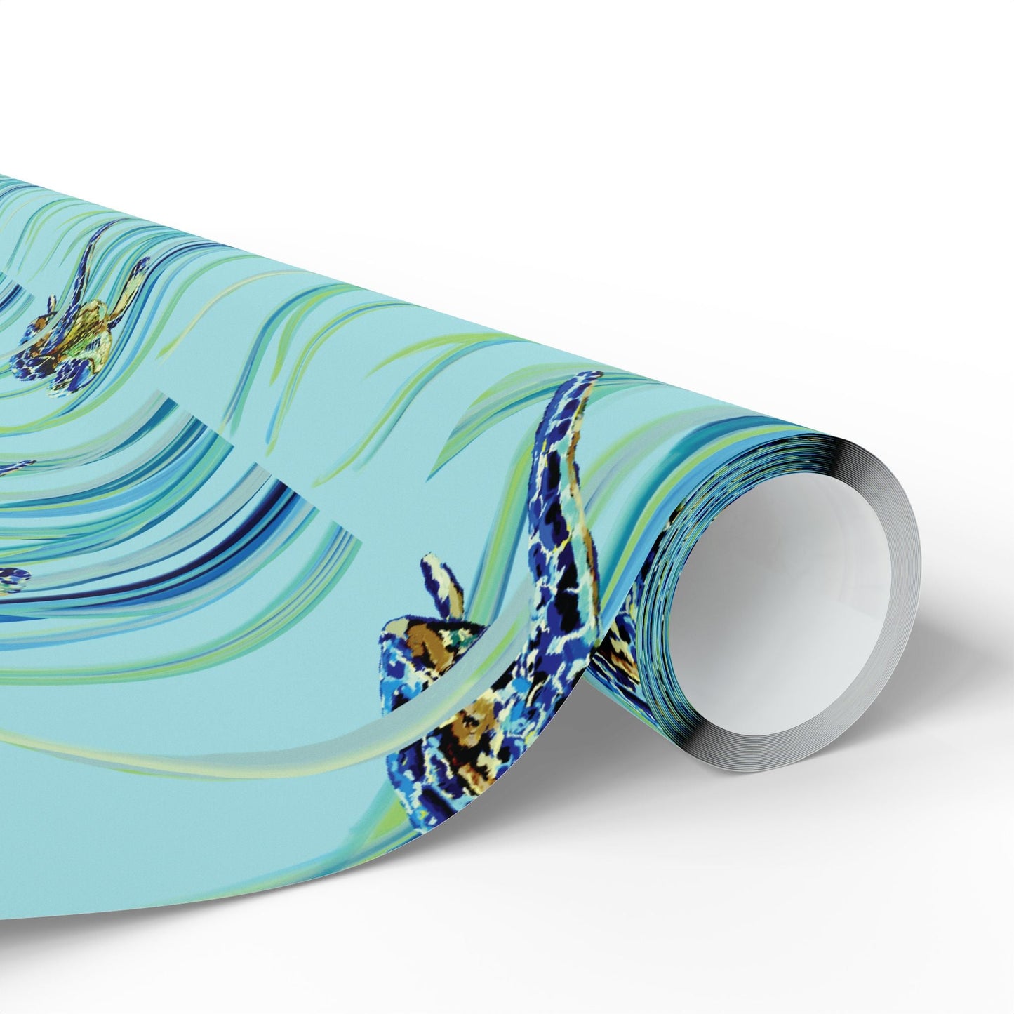 Swimming Sea Turtle Wrapping Paper - Blue Cava