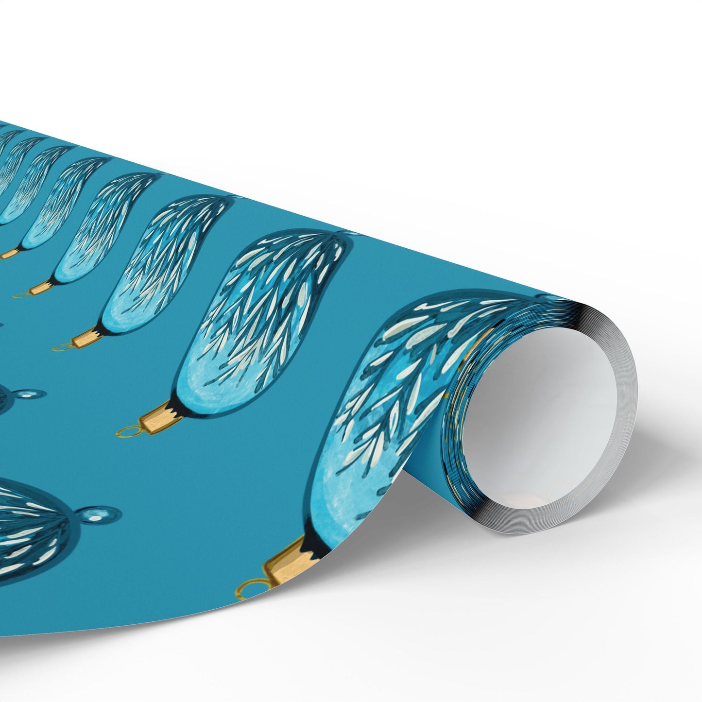 Teal Christmas Ornament Wrapping Papers - Blue Cava