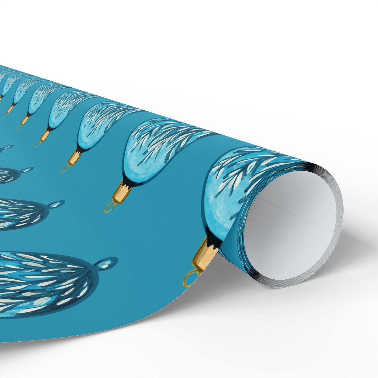 Teal Christmas Ornament Wrapping Papers - Blue Cava