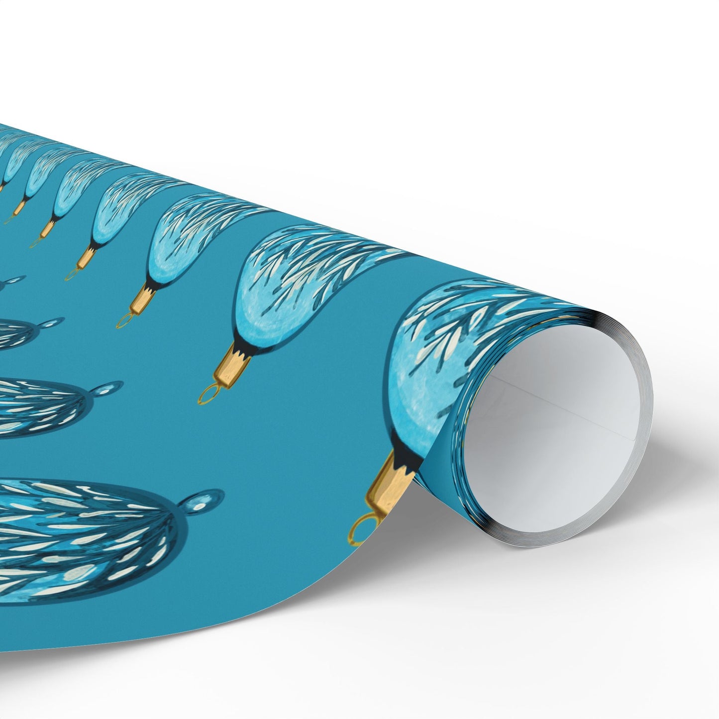 Teal Christmas Ornament Wrapping Papers - Blue Cava
