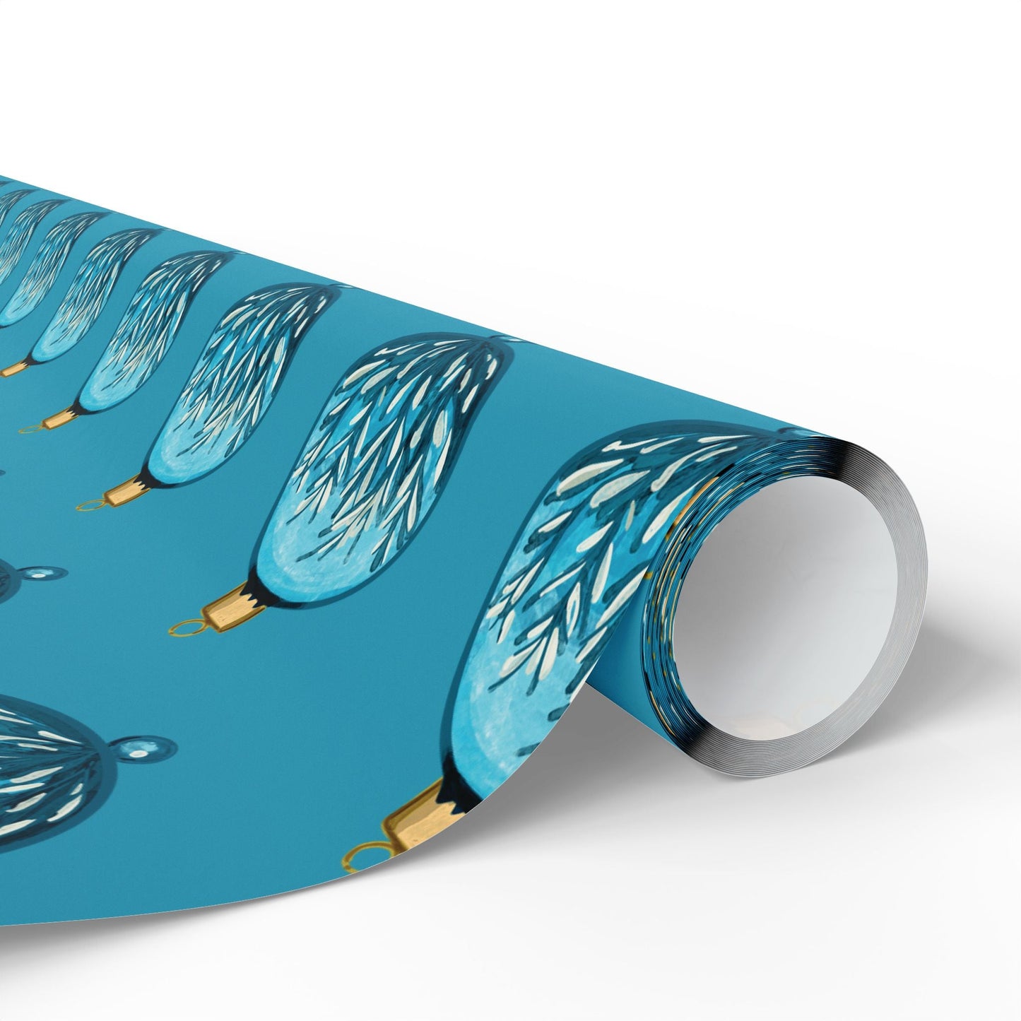 Teal Christmas Ornament Wrapping Papers - Blue Cava
